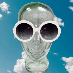 Chunky White Oversized Bubble Round Sunglasses